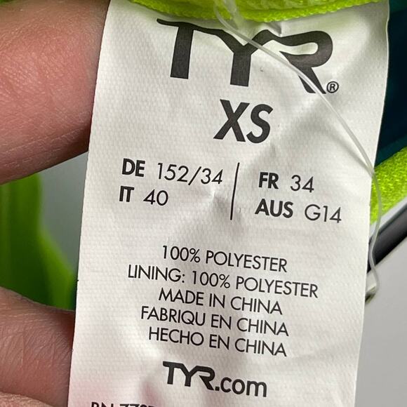 TYR DuraFast One Vitality Trinity Top Swim Top Yellow Blue - Size XS 0/2 - $30 - Picture 6 of 6